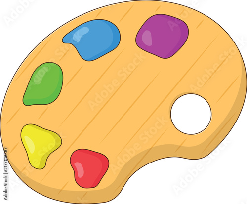 Wooden Paint Palette Vector Illustration. Clean Icon Design Element Isolated on White Background