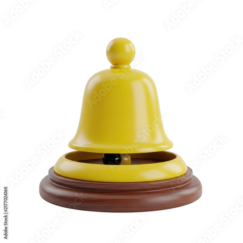 Yellow hotel desk bell isolated on white background
