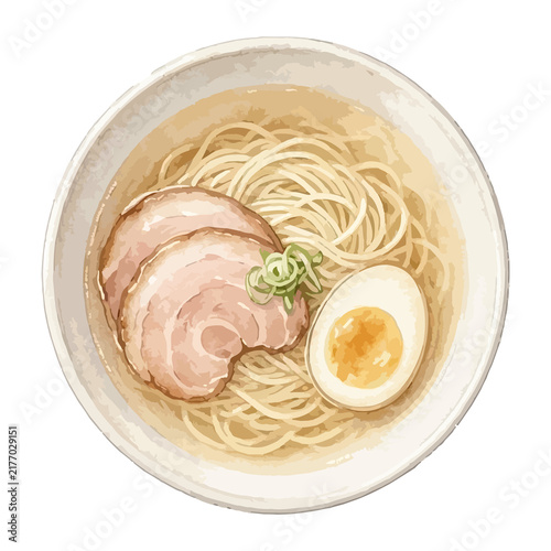 vector watercolor ramen in bowl