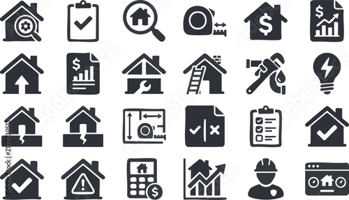 Real Estate And Finance Flat Icons Set On White Background Vector Illustration