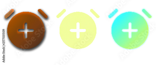 Obraz na płótnie Three alarm clock icons in varying colors are displayed on transparent backgroun
