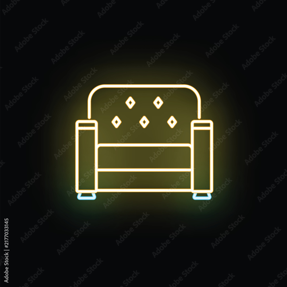 Fototapeta premium Illuminated armchair line drawing creating a modern furniture icon