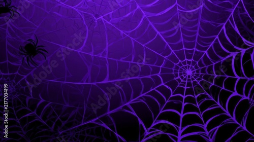 Fototapeta kuchenna Spooky spider web halloween background in purple, eerie horror theme with intricate cobweb pattern, festive seasonal vector illustration for halloween decorations, wrapping paper, wallpaper, textiles,