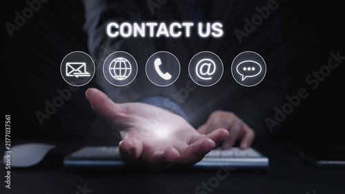 Canvastavla UI concept for contact us section showing icons for email, web, phone, and message