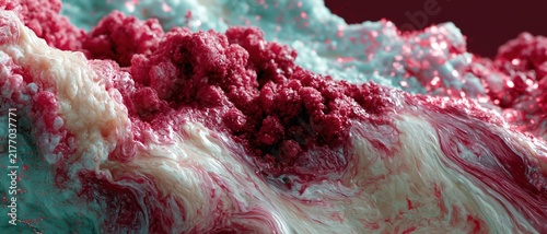 Crimson and Mint Abstract Wave Flow