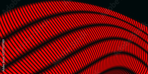 Obraz na plátně Abstract Glowing Red Curved Line Wave Pattern Background