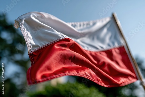 National Flag Waving in the Wind Outdoors