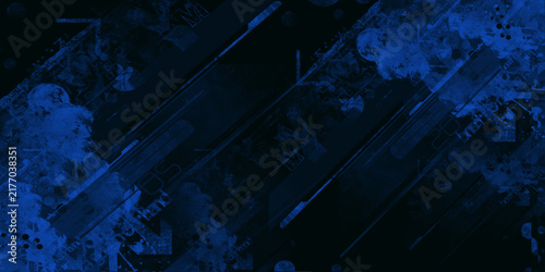 Abstract Dark Blue Grunge Background with Diagonal Lines and Painted Texture