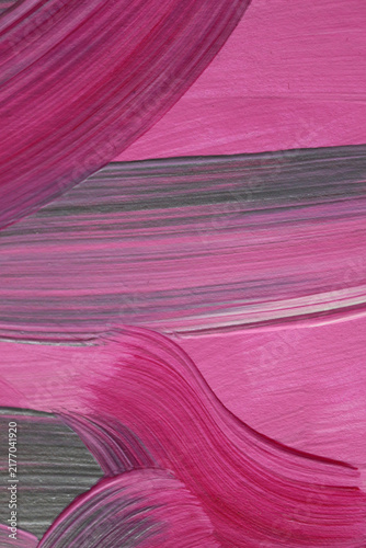Hand painted abstract acrylic background with sweeping pink and metallic silver brushstrokes. Vibrant artistic texture design for modern backdrops, posters, and creative art.