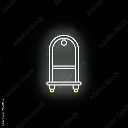 Bild auf Leinwand Hotel luggage cart line art glowing white on dark background representing hospit