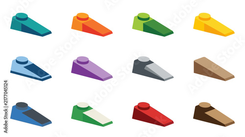 Set of Colorful Isometric Plastic Building Blocks