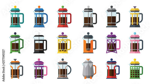 Set of Colorful French Press Coffee Makers