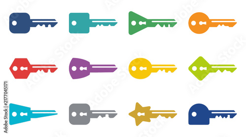 Set of Colorful Flat Vector Keys