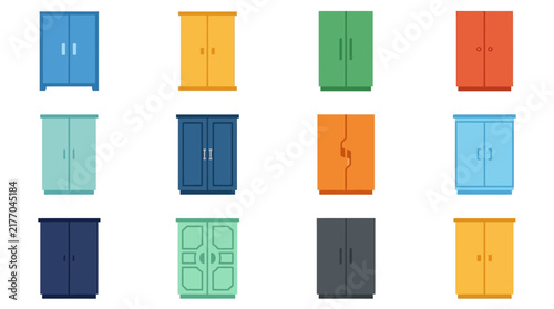 Set of Colorful Flat Style Wardrobe Icons