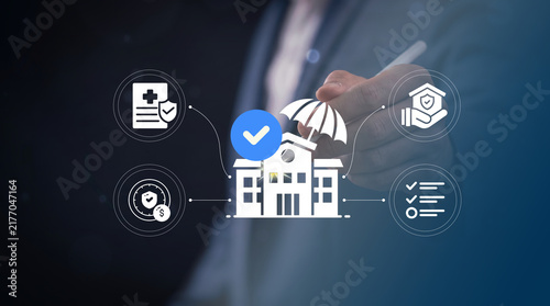 House Insurance and Home Protection Concept with Property Covera