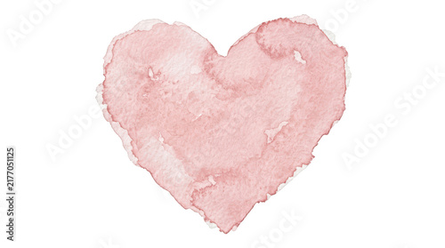 Watercolor pink heart shape isolated on transparent background