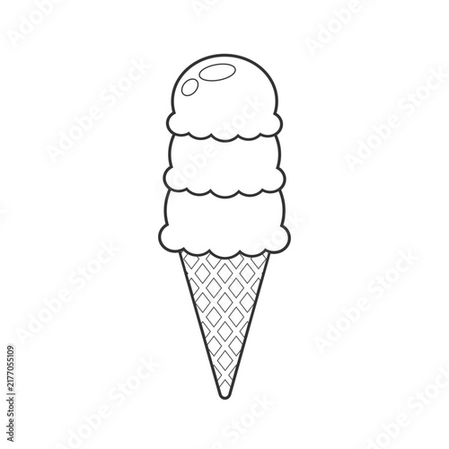 Ice cream cone with tree scoops outline icon