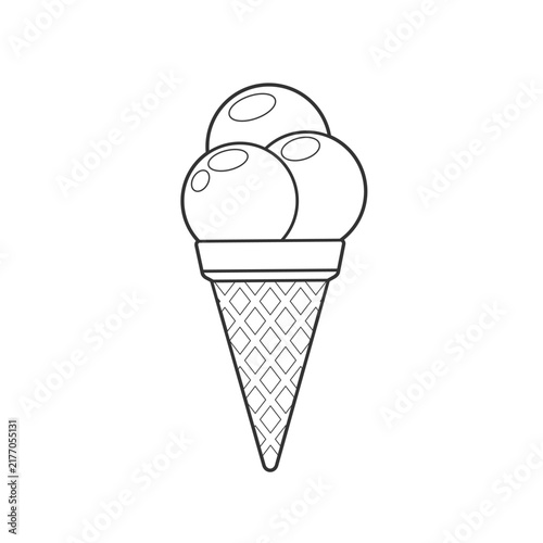 Ice cream cone with three balls outline icon