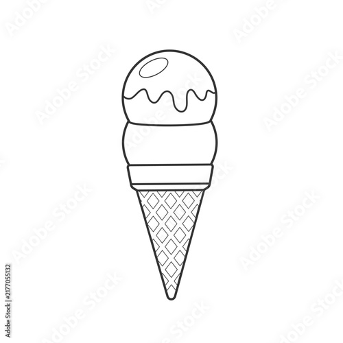 Ice cream cone with two scoop balls outline icon