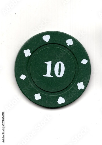Photography A vintage poker chip isolated on a white background.