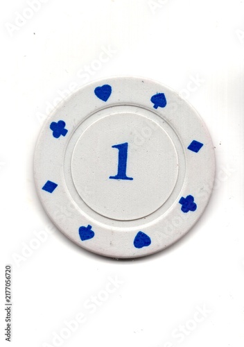 Photography A vintage poker chip isolated on a white background.