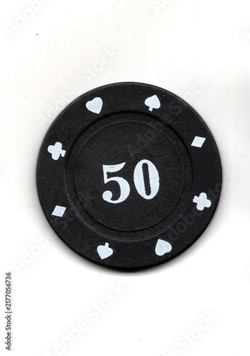 Photography A vintage poker chip isolated on a white background.
