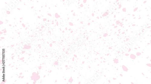 Delicate pink petals scattered across a bright white background with soft focus creating a dreamy abstract effect