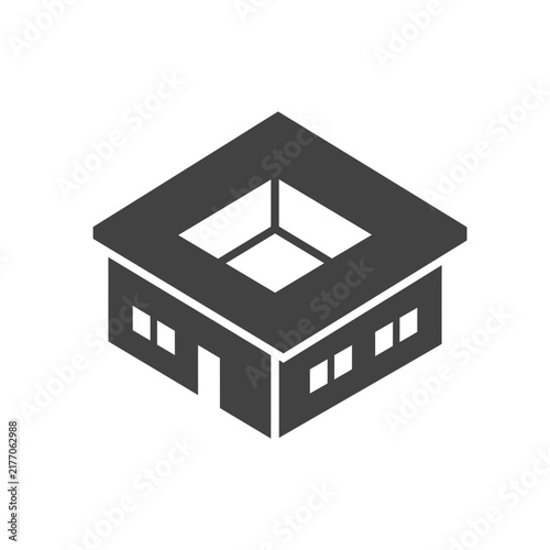 Isometric Courtyard Building Icon