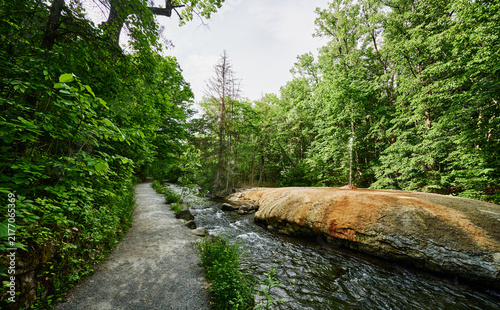 Island Spouter mineral spring along the Geyser Creek in Saratoga Spa State Park, New York