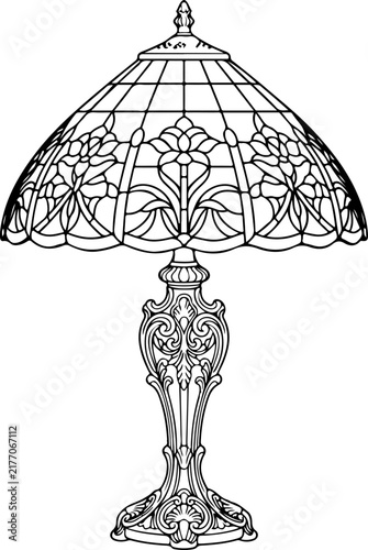 Tiffany style table lamp vector art
