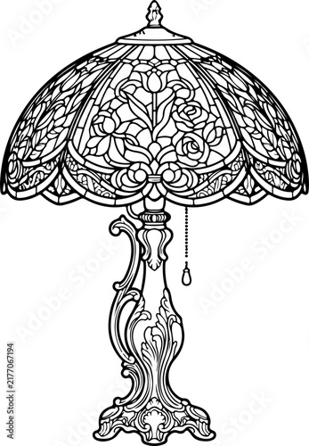 Tiffany style table lamp vector art