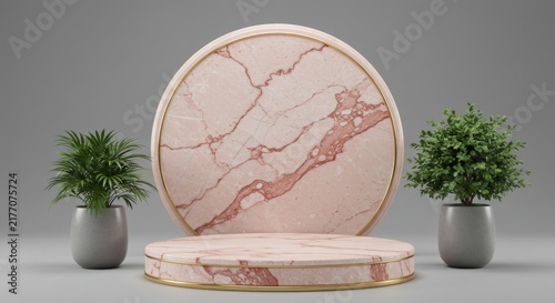 Elegant Marble Display with Green Accents
