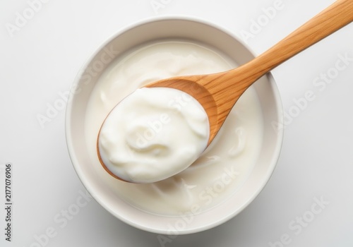 Creamy Yogurt Delight in Wooden Spoon
