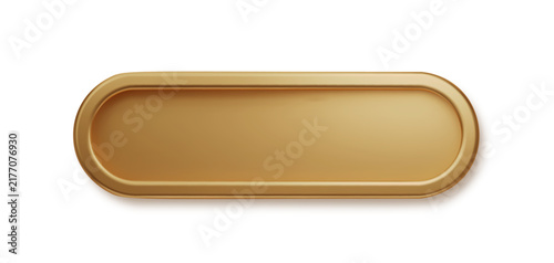 Gold Metal Banner Plate with 3D Button Frame and Label PNG