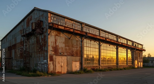 Abandoned Warehouse at Sunset