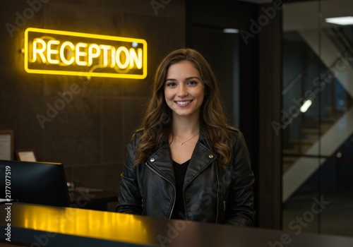 Welcoming Receptionist in a Modern Office