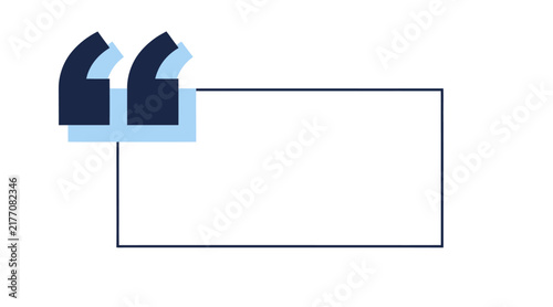 Quotation marks graphic element with empty text box for copy space.
