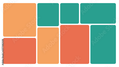 Warm color blocks arrangement on white background for web design