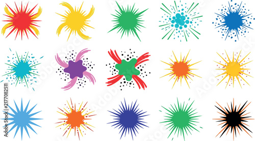 Abstract Starburst And Comic Explosion Vector Set Isolated On White Background