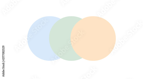 Three overlapping circles in soft pastel colors on a white background.