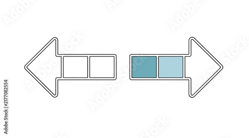 Two arrows pointing in opposite directions with progress bars.