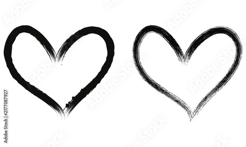 Two Hand-Drawn Grunge Heart Outlines