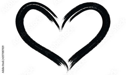 Expressive Black Brushstroke Heart Outline