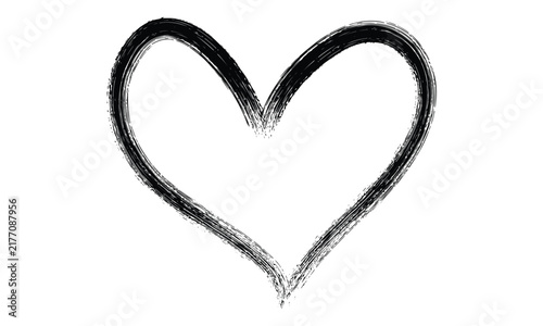 Textured Black Brush Stroke Heart Outline