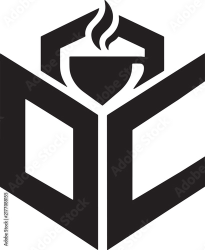 Minimalist Coffee Logo, Geometric Cafe Logo Mark, Modern Coffee Shop Emblem, Abstract Monogram Vector Design