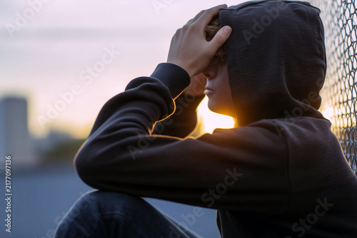 Teenager struggling with anxiety loneliness depression