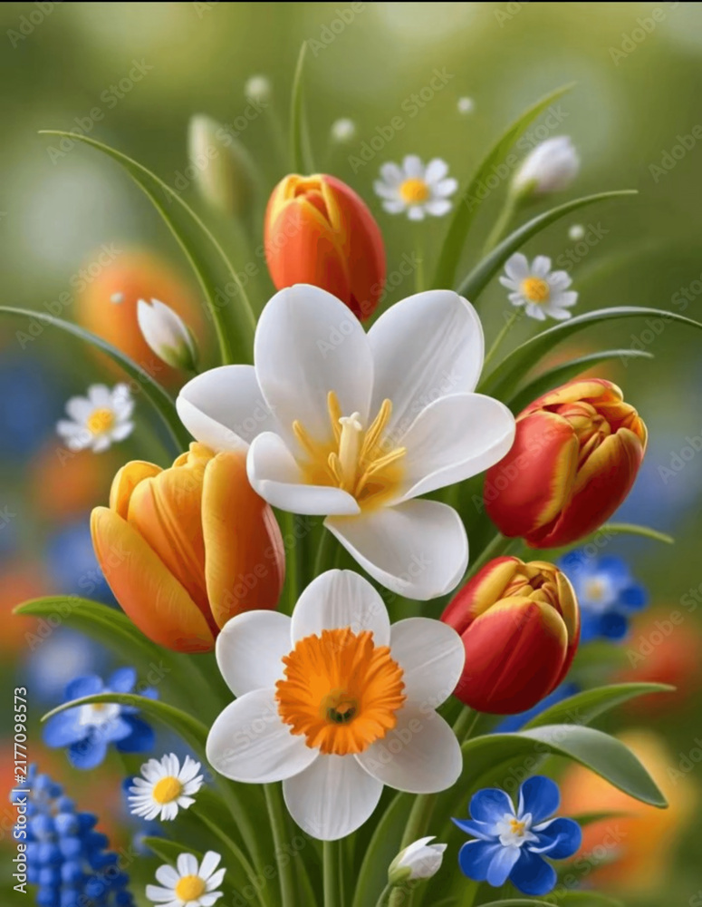 Obraz premium bouquet of flowers on white background