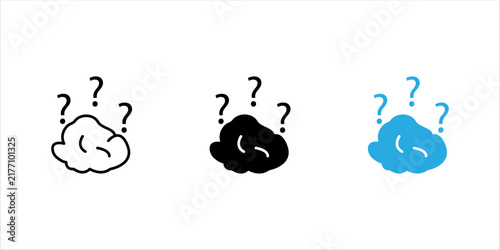 Bild auf Leinwand Minimal black silhouette icon of a confused thought cloud surrounded by question