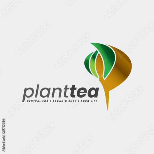 Green Tea Leaf Gardening P Letter Logo