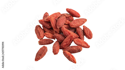 Obraz na płótnie Pile of dry red goji berries superfood isolated on transparent background for organic healthy nutrition product packaging